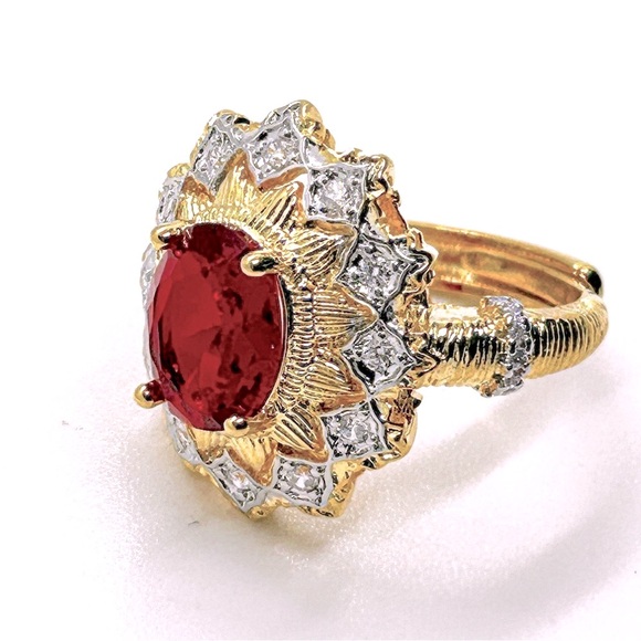 NWT Gorgeous large cocktail ring with Red stone adjustable size - Picture 7 of 16